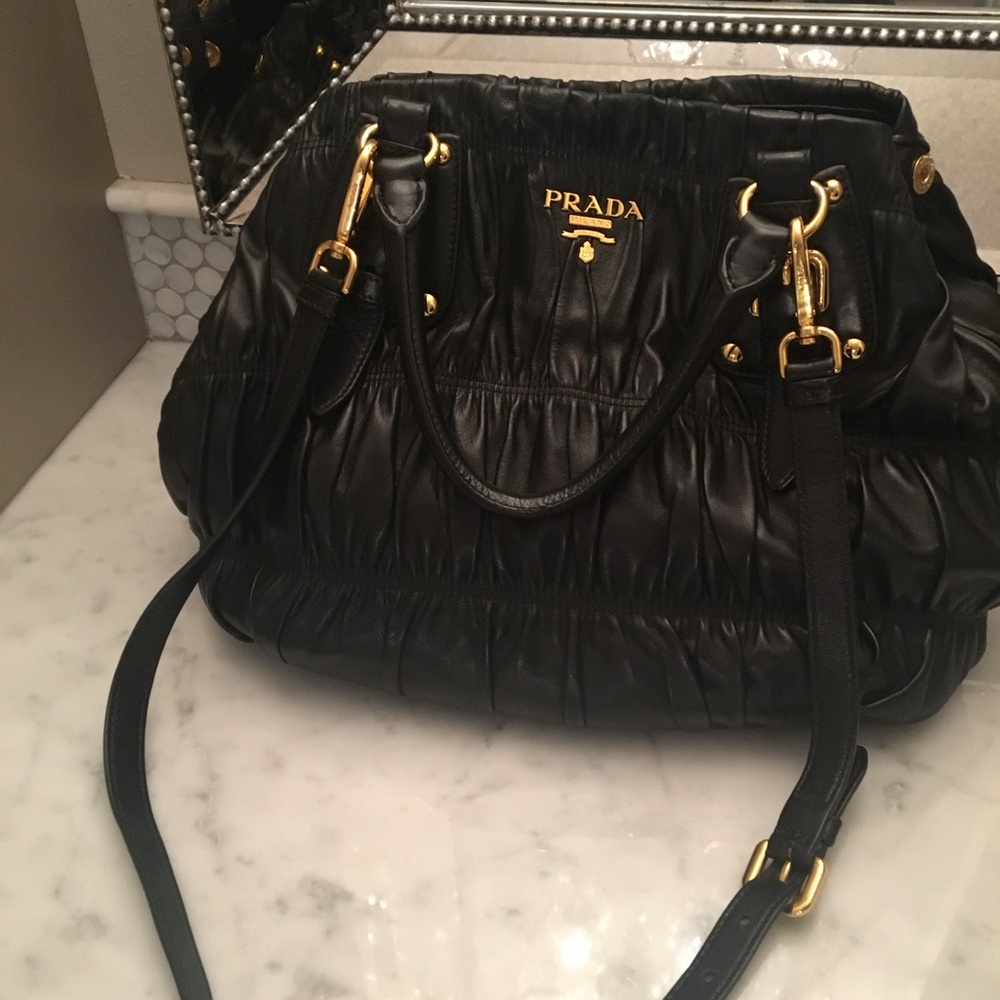 Prada Black Leather Nappa Gaufre Bag & Wallet